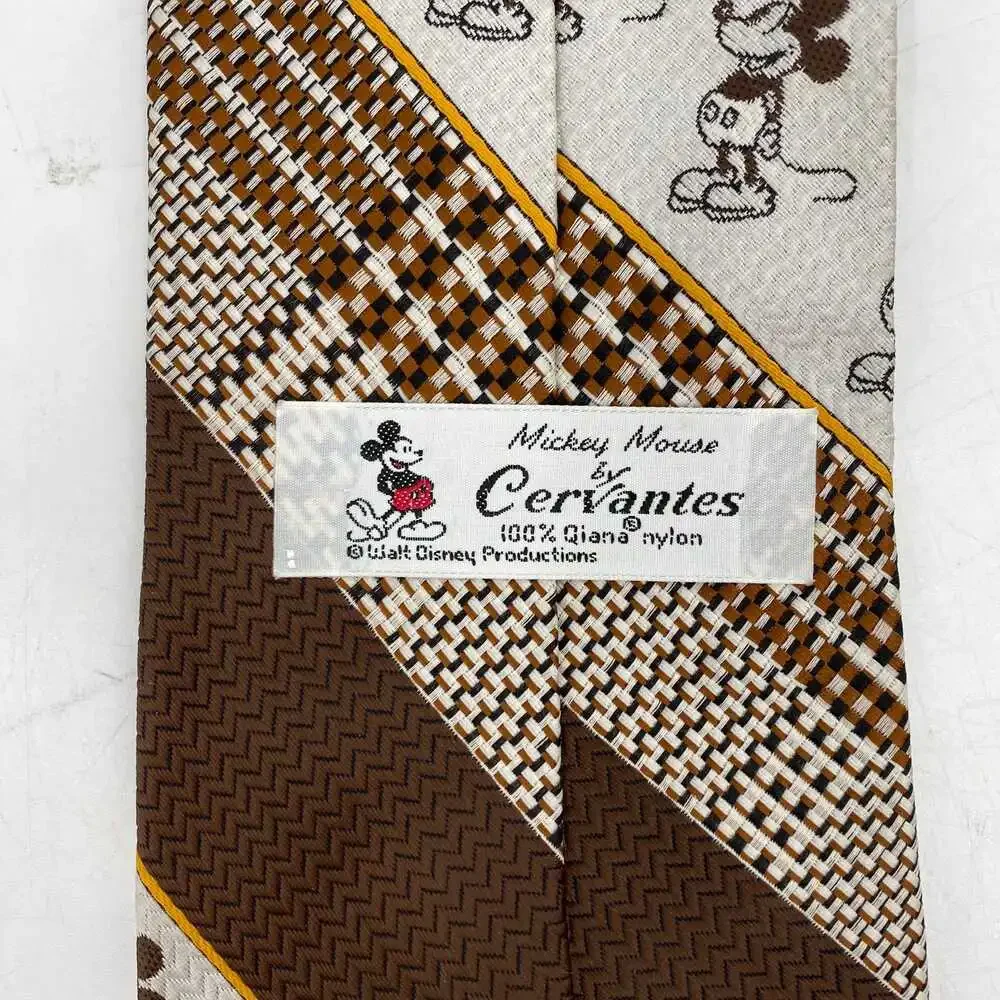 Mickey Mouse by Cervantes Tie | Brown Cream Striped Nylon, OS